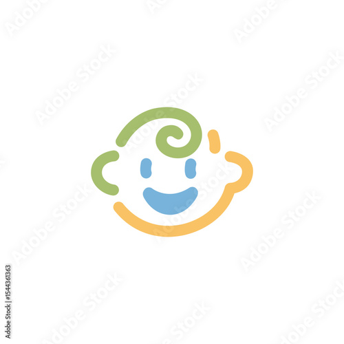 Smiling Baby Outline Logo. Simple and Sweet Character Design