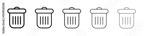 Waste Bin icon black and white vector sign
