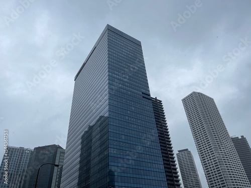 Wallpaper Mural 神田川4月：雨の西新宿の高層ビル 2025/4/1 Torontodigital.ca