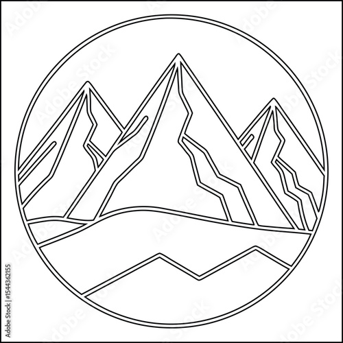 Minimalist mountain range vector graphic design