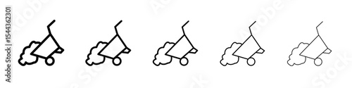 wheelbarrow unloading icon black and white vector sign