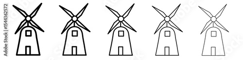 wind mill icon black and white vector sign