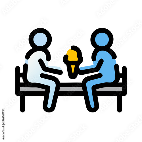Friends Enjoying Ice Cream Together on a Bench
