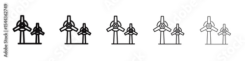 Wind power plant icon black and white vector sign