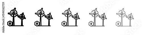 Wind power plant icon black and white vector sign