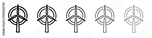 Wind turbine icon black and white vector sign