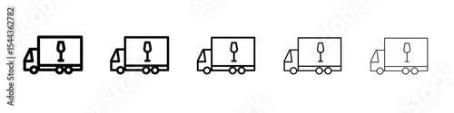 Wine delivery icon black and white vector sign