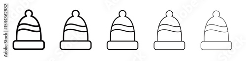 Winter cap icon black and white vector sign