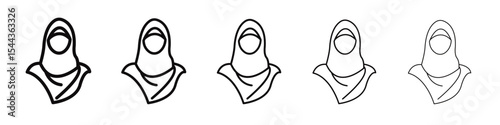 Women hijab icon black and white vector sign