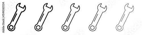 Wrench icon black and white vector sign