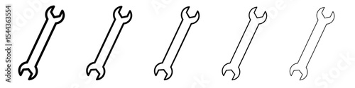 Wrench icon black and white vector sign