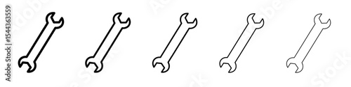 Wrench icon black and white vector sign