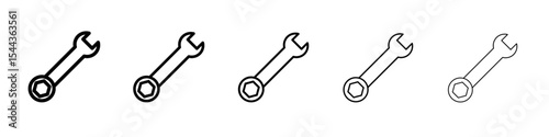 Wrench icon black and white vector sign
