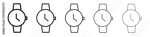 Wristwatch icon black and white vector sign