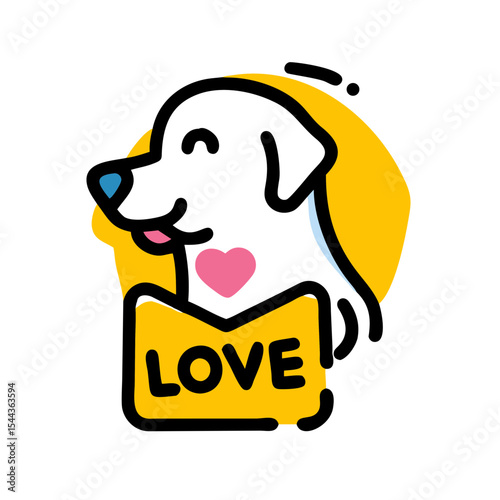 Adorable Labrador Retriever Puppy Holding a Love Message Cute Dog Illustration