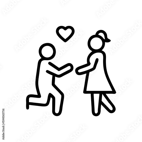 Man Proposing to Pregnant Woman Romantic Pregnancy Announcement Illustration, vector line art silhouette illustration