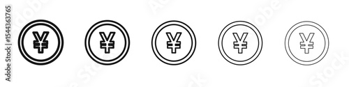 Yen Icon black and white vector sign