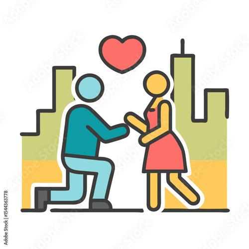 Romantic City Proposal Man Proposing to Woman in Urban Setting
