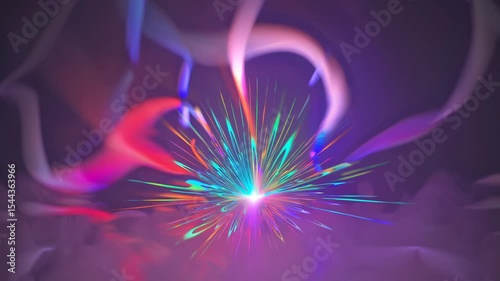 Vibrant waves of color pulse through a dark abstract space, moving in harmony with ambient music. Visual synesthesia and immersive rhythm. Generated by AI.