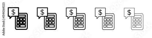 Accounting Calculator icon black and white vector sign