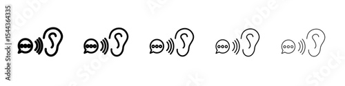 Active listening icon black and white vector sign