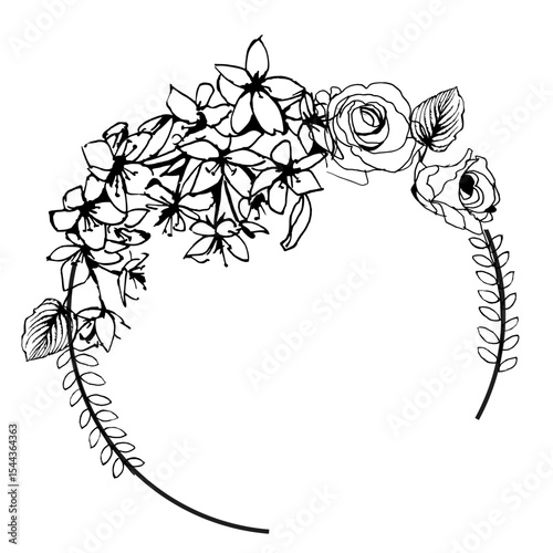 Cornice concentrica con fiori e foglie nere