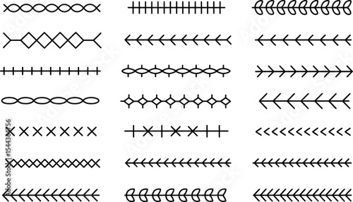 Collection of decorative minimalist borders vector art with different repeating geometric line patterns