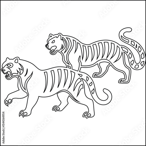 Two majestic tigers in classic black and white design