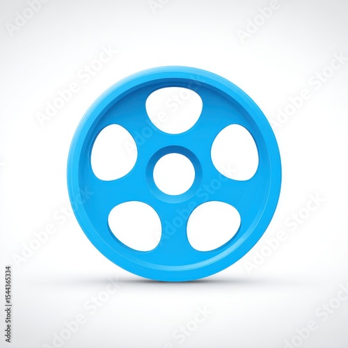 Bright Blue Circular Geometric Object with Five Oval Cutouts