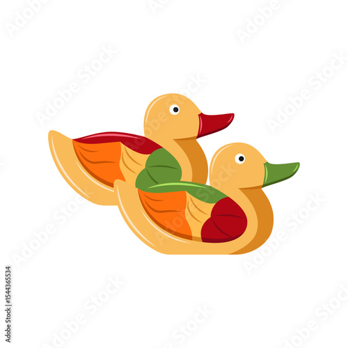 Kireogi or Won, Korean wedding ducks. Pair of Mandarin wooden ducks symbol of peace, family, and fidelity