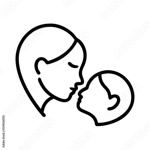 Mother and Baby Line Art A Tender Moment of Love and Connection, vector line art silhouette illustration
