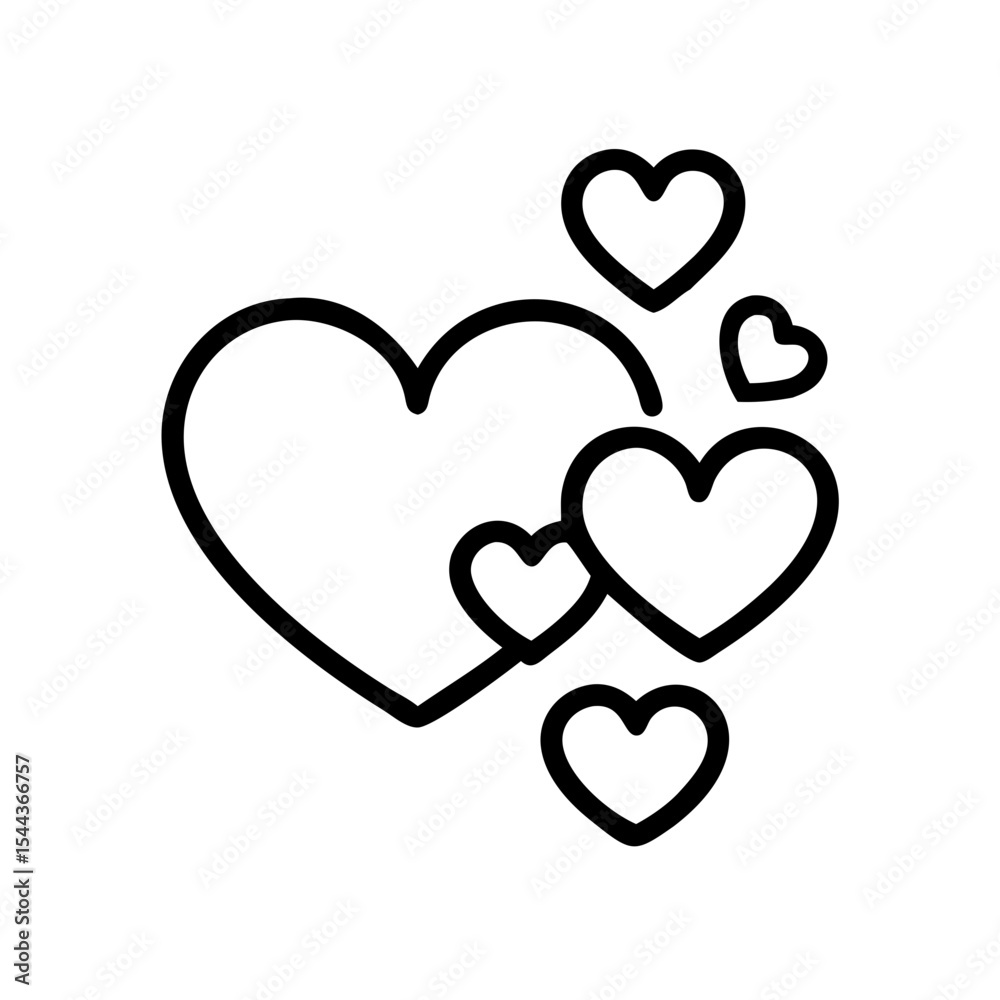 Lovely Heart Design A Collection of Cute Hearts Illustration, vector line art silhouette illustration Lovely Heart Design A Collection of Cute Hearts Illustration, vector line art silhouette illustration