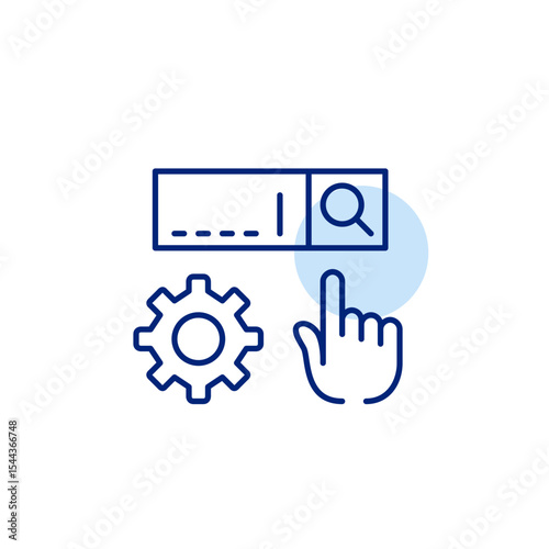 Search settings, query customization, filter configuration, advanced search options, system indexing controls. Pixel perfect, editable stroke vector icon