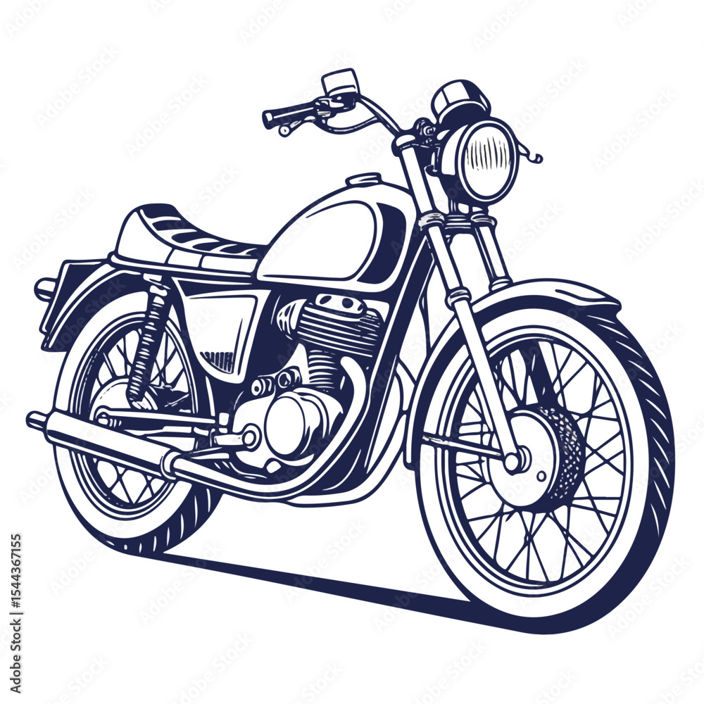 Fototapeta premium Hand-drawn vector of a retro motorbike perfect for garage, racing, or transportation-related creative design projects