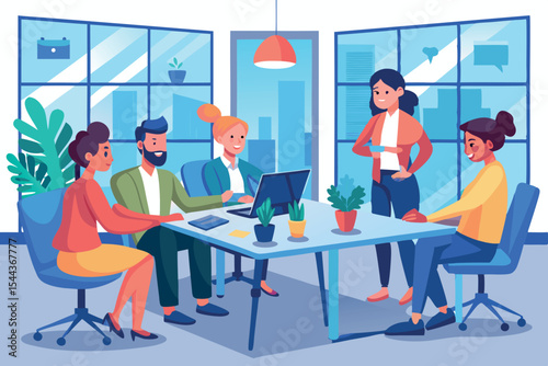 Team collaboration in a modern office setting during a brainstorming session