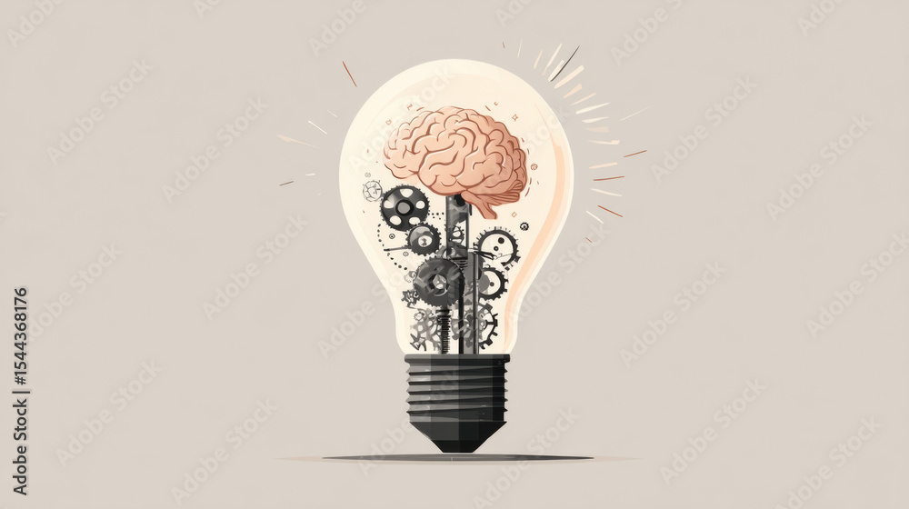 Illustration of light bulb with brain inside symbolizing innovative ideas. Illustration of light bulb with brain inside symbolizing innovative ideas.