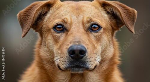 Close-up portrait of a beautiful reddish-brown dog, showcasing its expressive eyes, soft fur, and endearing gaze, a loyal companion.