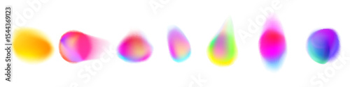 Abstract gradient blur colors, smoothly blue and green. The liquid and fluid shapes in dynamic visual effect. Flat vector illustration isolated on white