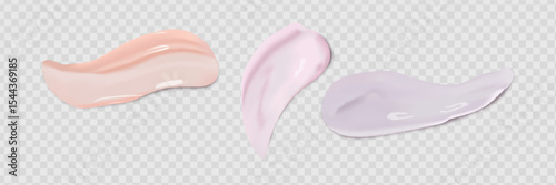 Cream texture stroke isolated on transparent background. Facial creme, foam, gel or body lotion skincare icon. Vector face cream cosmetic product smear swatch.