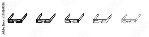3D glasses icon vector outline set illustration sign