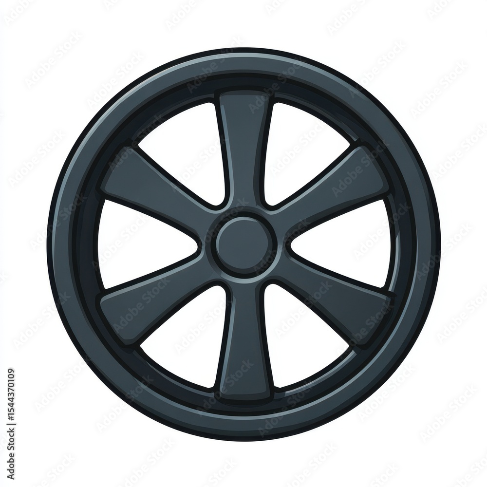 Obraz premium Dark Gray Five Spoke Wheel on White Background