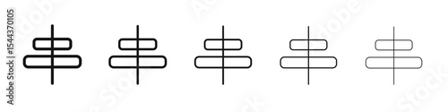 Align center icon vector outline set illustration sign