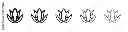 aloe vera icon vector outline set illustration sign