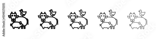 Animal husbandry icon vector outline set illustration sign