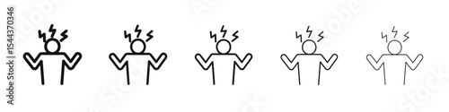 Angry person icon vector outline set illustration sign
