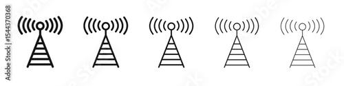 Antenna icon vector outline set illustration sign