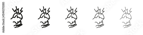 Anxiety or stress icon vector outline set illustration sign