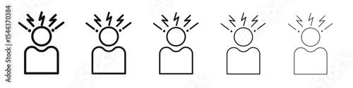 Anxiety icon vector outline set illustration sign