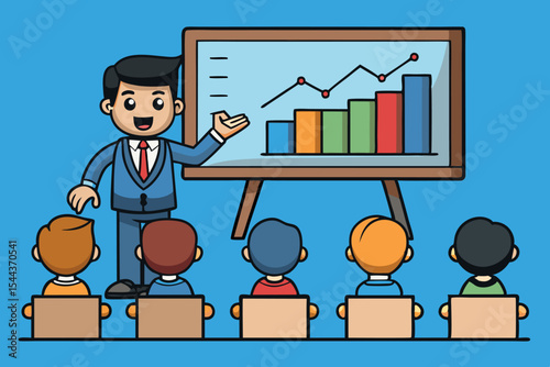 Business presenter shares insights with engaged audience during a corporate training session