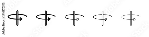arrow spin around axis icon vector outline set illustration sign